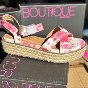 Pink Tie-Dye Pilot Platform Sandal Corkys Footwear